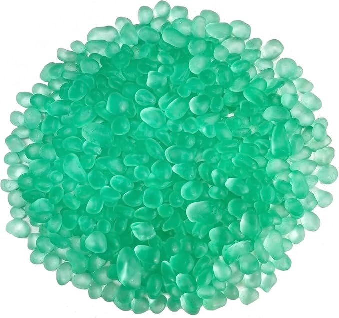 Glass Stones, 0.85LB/385g Aquarium Gravel Rocks, Mint Green Pebbles for Fish Tank, Sea Glass for Vase Filler Craft