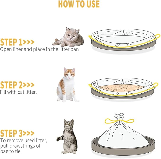 KONE Cat Litter Box Liners, 26 Count Extra Durable Large Drawstring Kitty Litter Pan Bags, 30" x 17"