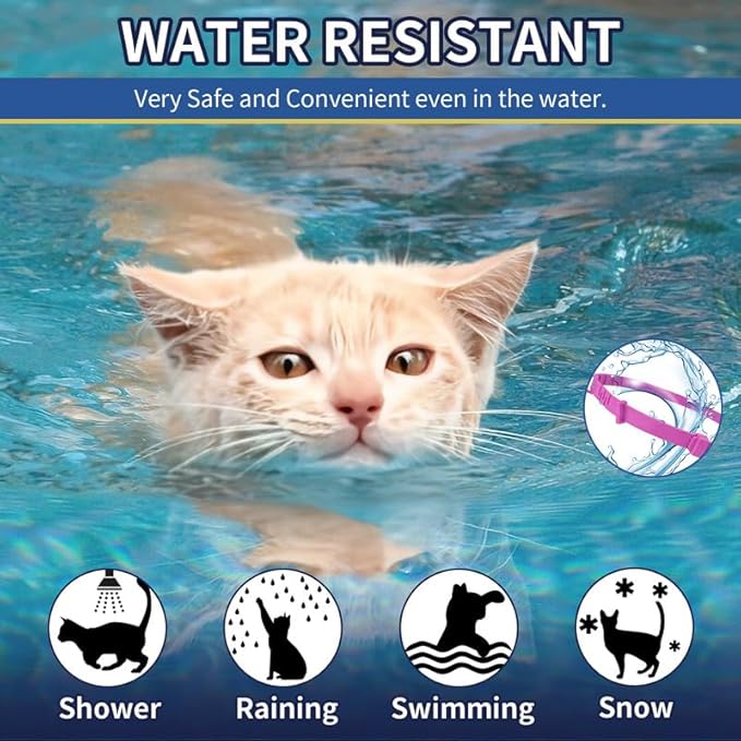 4 Pack Flea Collar for Cats, 32 Months Flea and Tick Prevention for Cats, Waterproof Cat Flea Collar, Natural Cat Flea and Tick Treatment, Adjustable Flea and Tick Collar for Cats Kittens(Pink&Purple)