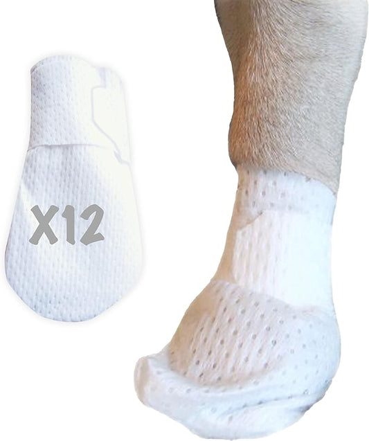 Medimitt Paw Bandages for Dogs, Cats and Pets – Stretchy Medical Booties, First Aid for Paws – Non Slip, Non Adhesive, Breathable, Disposable, Washable, Adjustable Strap, 12 Pack (Small)