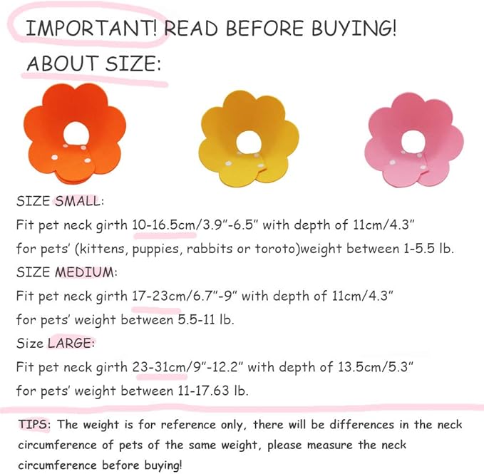 Adjustable Recovery Collar - Cute Flower Neck Cones After Surgery, Set of 2 E Collars for Kitten and Cats S Size (2 pcs)