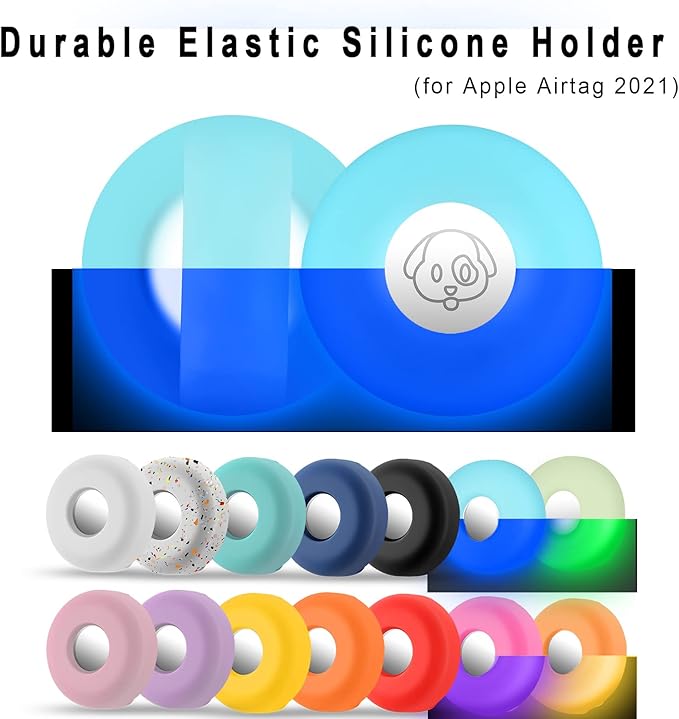 Airtag Holder for Dog Collar, Cibaabo Silicone Air Tag Case Cover Compatible with Apple Airtags for 0.8-1.2inch Cat Pet Collar Harness Loop