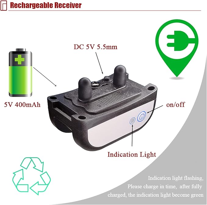 2 in 1 Wireless Dog Fence & Remote Training Collar, 2023 Pet Containment System, Dog Electric Boundary Container System, Adjustable Control Range, Waterproof, for 1 2 3 Dogs,for3dogs