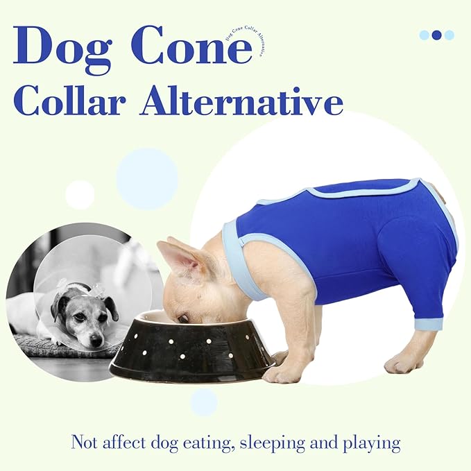 ROZKITCH Dog Surgery Leg Sleeve Rear Legs, Male Female Pet Prevent Licking Wound Elbow Knee Protector, Dog Recovery Suit Cone Collar Alternative Pants Shirt for Wound Heal Wrap Blue 3XL