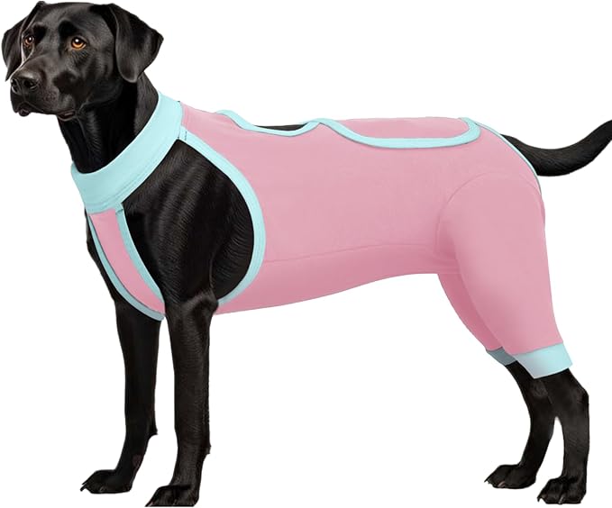 ROZKITCH Dog Surgery Leg Sleeve Rear Legs, Male Female Pet Prevent Licking Wound Elbow Knee Protector, Dog Recovery Suit Cone Collar Alternative Pants Shirt for Wound Heal Wrap Pink XL