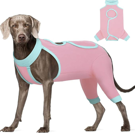ROZKITCH Dog Surgery Leg Sleeve Rear Legs, Male Female Pet Prevent Licking Wound Elbow Knee Protector, Dog Recovery Suit Cone Collar Alternative Pants Shirt for Wound Heal Wrap Pink 2XL
