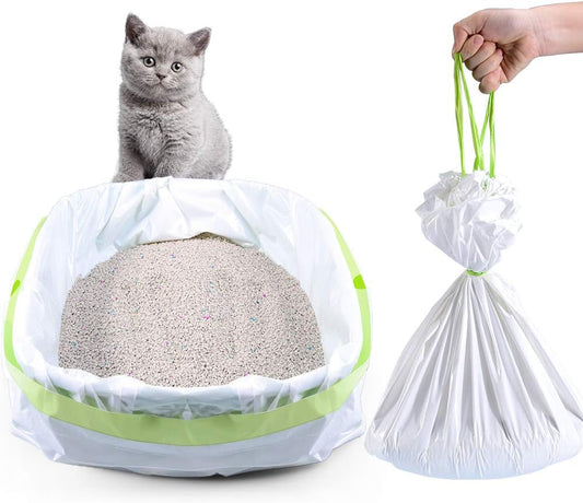 Litter Box Liners, 28 Count Giant Jumbo Cat Litter Pan liners, Drawstring Litter Liner Bags For Litter Box Pan, Extra Large Thick Kitty Litter Liner XXL, Eco Friendly Pet Supplies (45" x 19")