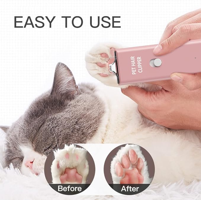 Feet Hair Trimmer, Dog Clippers,Quiet Washable USB Rechargeable Cordless Dog Grooming Kit,Electric Pets Hair Trimmers Shaver Shears for Dogs and Cats Pink