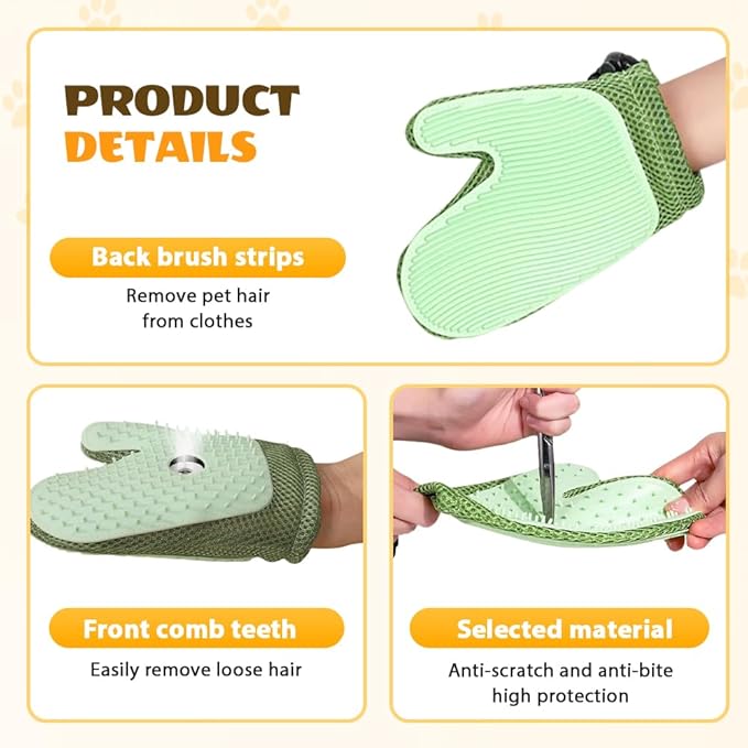 All-in-One Grooming Mist Glove for Pets, Upgrade Efficient Pet Hair Remover Gloves Grooming Spray Comb, Gentle Deshedding Efficient for Dogs & Cats (Pink)