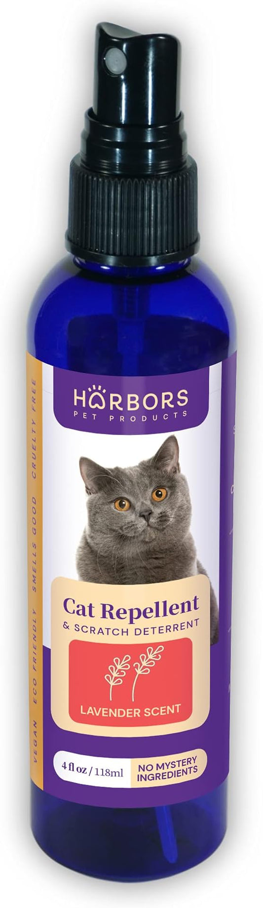 Harbors Cat Scratch and Chewing Deterrent Spray - 4 oz / 118 ml | Formulated with Essential Oils | 100% Satisfied or Return (Lavender)