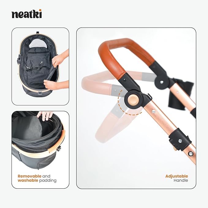 3 in 1 Pet Stroller - Stroller for Small to Medium Dogs and Cats up to 55 lbs, with Detachable Carrier/Car Seat, Foldable and Lightweight, Detachable Cushion + Cup Holder (Gray)