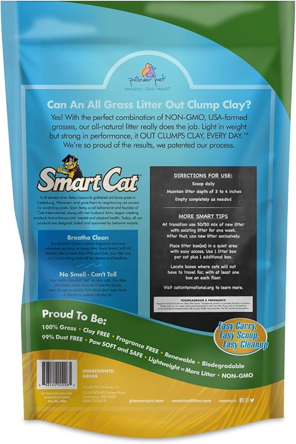 SmartCat All Natural Clumping Cat Litter, 10 Pound (160oz 1 Pack) - Alternative to Clay and Pellet Litter - Chemical and 99% Dust Free - Unscented and Lightweight