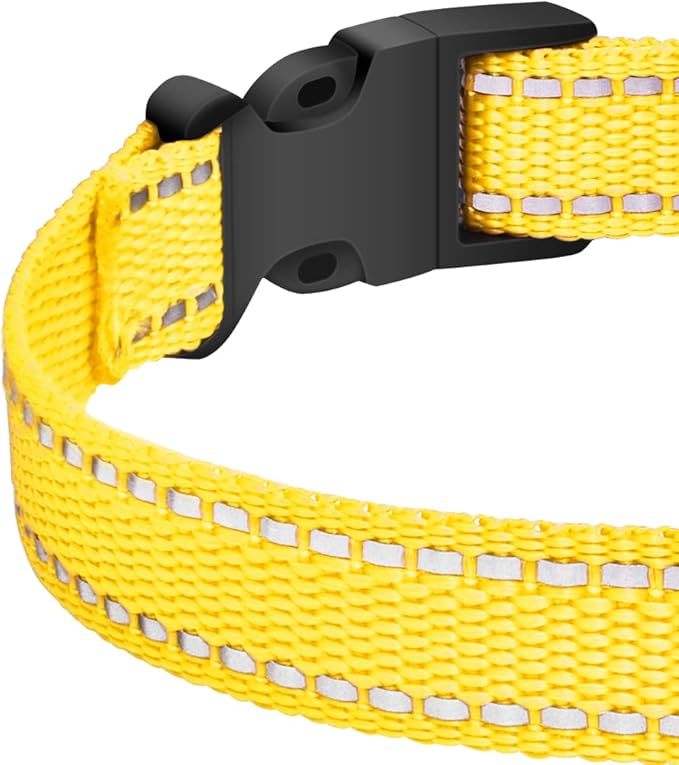 PetJoy Shock Collar Replacement Collar Strap, Reflective Dog Collar, Strong, Durable & Adjustable Dog Collar, 2 Piece Collar for Dogs (Pink & Yellow)