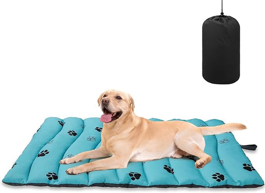 BINGPET Outdoor Travel Dog Bed for Large/Medium Dogs,Portable Waterproof Camping Mat with Carry Bag,Foldable Outside Bed,Machine Washable Indoor Pet Mat for Small,Medium and Large Dogs 35"x51"