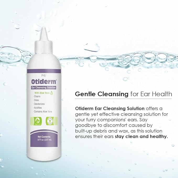 Ear Cleansing Solution with Aloe Vera for Dogs & Cats, Anti-Irritant Formula with Neutral pH and Aloe Vera, Deodorize & Gently Clean - 8 fl oz