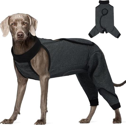 ROZKITCH Dog Surgery Leg Sleeve Rear Legs, Male Female Pet Prevent Licking Wound Elbow Knee Protector, Dog Recovery Suit Cone Collar Alternative Pants Shirt for Wound Heal Wrap Grey 3XL