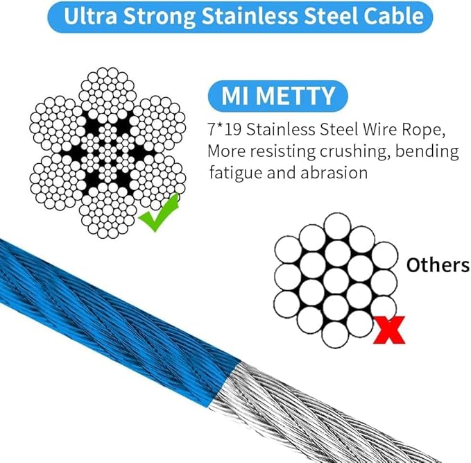 Tie Out Cable for Dog,60FT Dog Leads with Swivel Hook and Shock Spring,Heavy Duty Tie Out Cable for Large Dogs Up to 125lbs,Durable Dogs Runner Tether Line for Outdoor,Yard