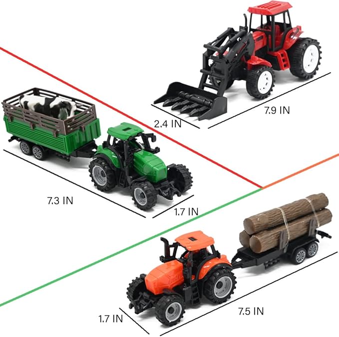 Farm Animals Figures Playset, 40 Pcs Farm Toy Tractor with Plastic Farm Animals Figurines, Farmer and Fence Farm Playset, Farm Figures Farmer Truck Toy with Trailer for Kids Boys Girls Toddlers 3+