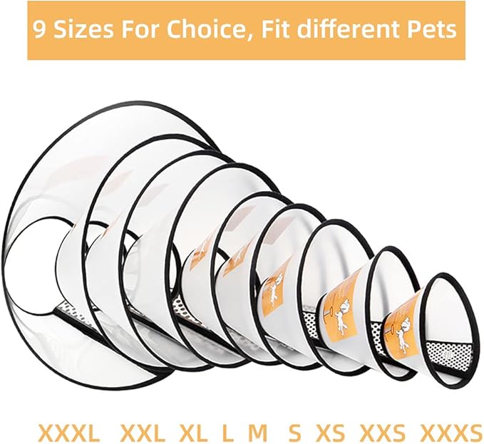 Plastic Pet Recovery Collars & Cones for Dogs and Cats After Surgery Adjustable Dog Neck Cone Surgical Elizabeth E-Collar Prevent Biting and Stop Licking Wound (M)