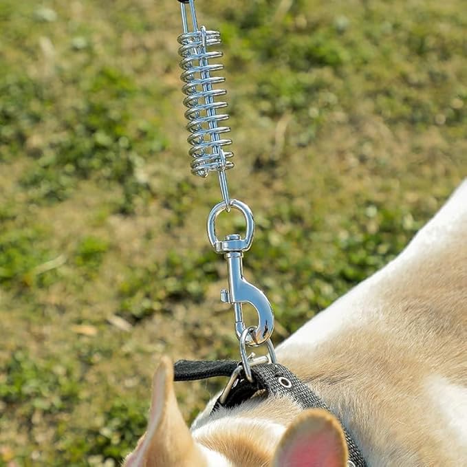 Tie Out Cable for Dog,15FT Dog Leads with Swivel Hook and Shock Spring,Heavy Duty Tie Out Cable for Large Dogs Up to 125lbs,Durable Dogs Runner Tether Line for Outdoor,Yard