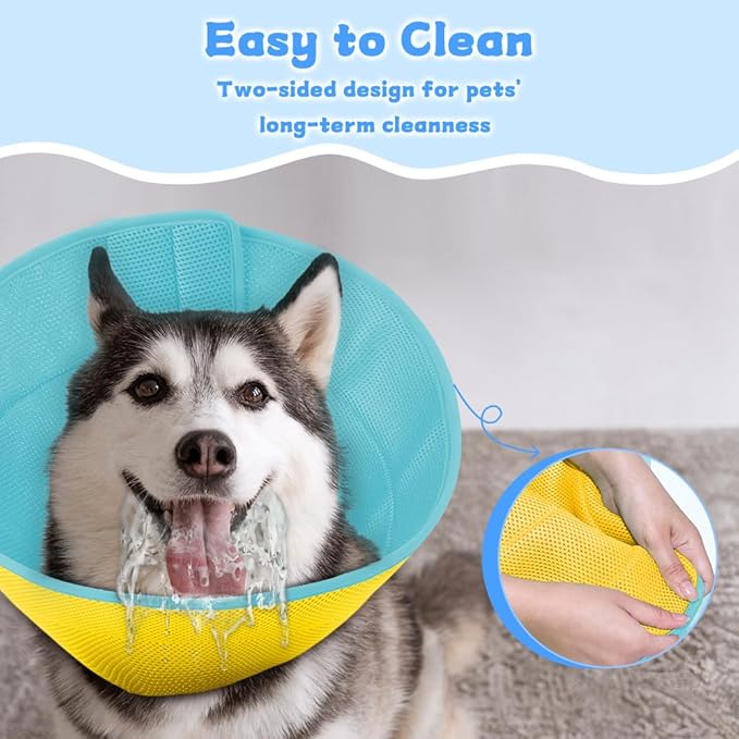 Soft Dog Cone Recovery Collars & Cones After Surgery for Medium Large Dogs, Comfy Ecollars to Stop Licking, Adjustable, Dog Ecollars for Recovery Plastic: Superior Support Fabric: Soft Comfort, XL