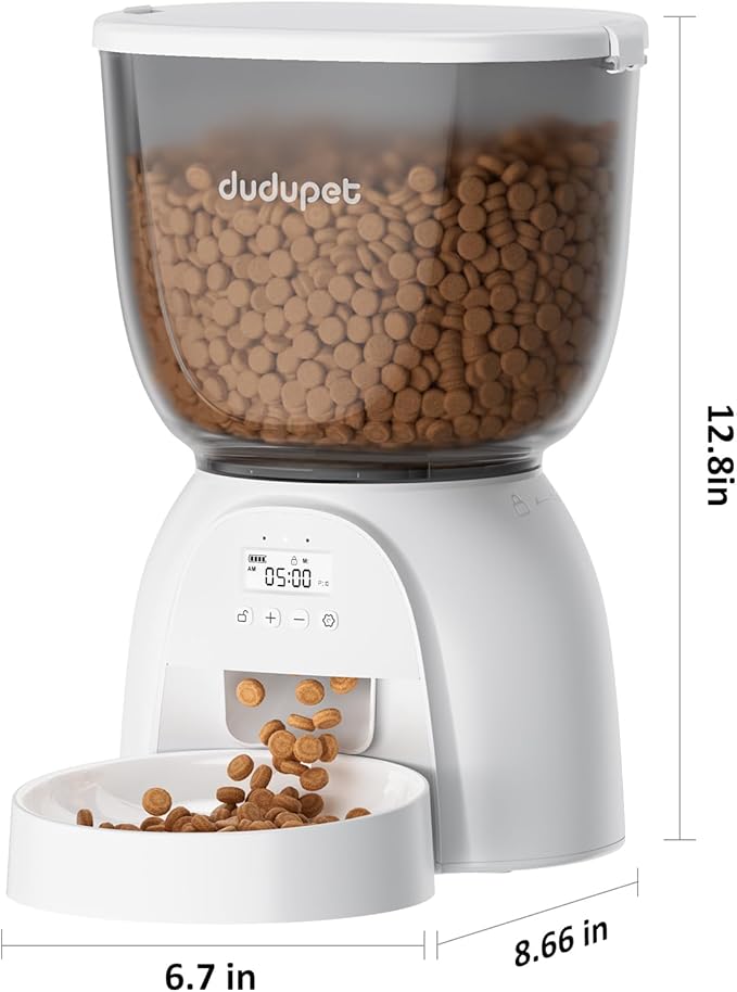 5L/21 Cup Automatic Cat Feeder, Timed Cat Dry Food Dispenser, Automatic Pet Feeders Dual Power Supply, 6 Meal Programmable 1-20 Portion Cats Feeder, Auto Dog Feeders,Pet Food Dispenser for Cats, Puppy