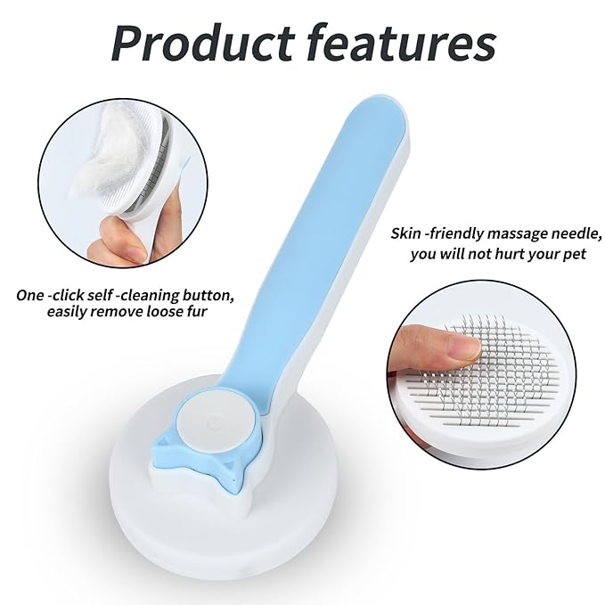 2PCS Pet Grooming Kit, Cat Brushes & Cat Nail Clipper, Cat Grooming Brush for Sedding and Grooming Fur（Blue）