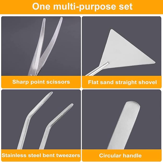 4 in 1 Aquascaping Tools Aquarium Plant Tools Anti-Rust Fish Tank Tools Stainless Steel Tweezers Scissors Spatula for Fish Starter Kits, Aquariums Tank and Terrarium