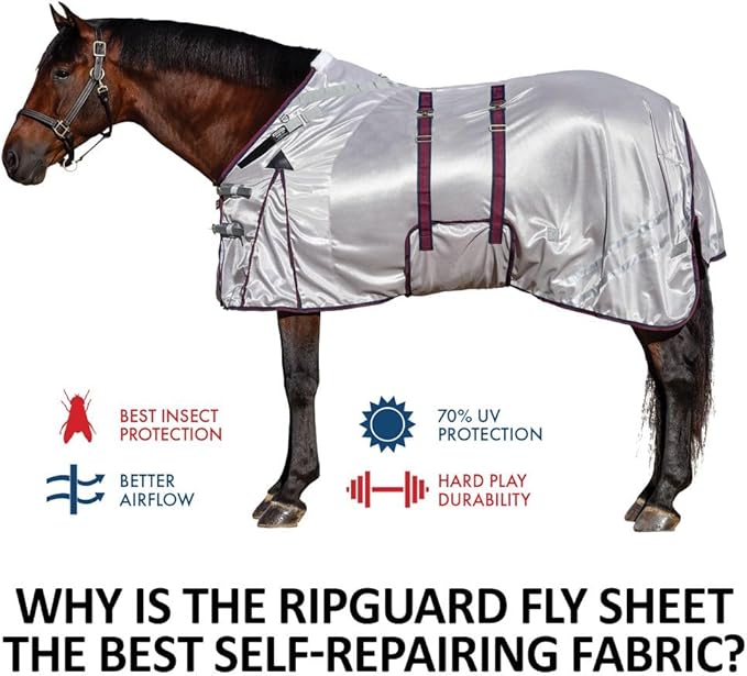 Dura-Tech RipGuard Adjusta-Fit Horse Fly Sheets | Self-Repairing Durability | Enhanced UV & Insect Protection | Ideal for All Horse Breeds