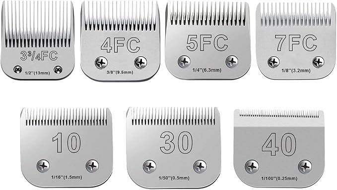 7PCS Dog Grooming Blades Compatible with Andis Dog Clippers,Dog Clipper Blades Compatible with Oster A5,Wahl km10 Dog Clippers for Animal Dog Cat Horse,Stainless-Steel Blade Sharp