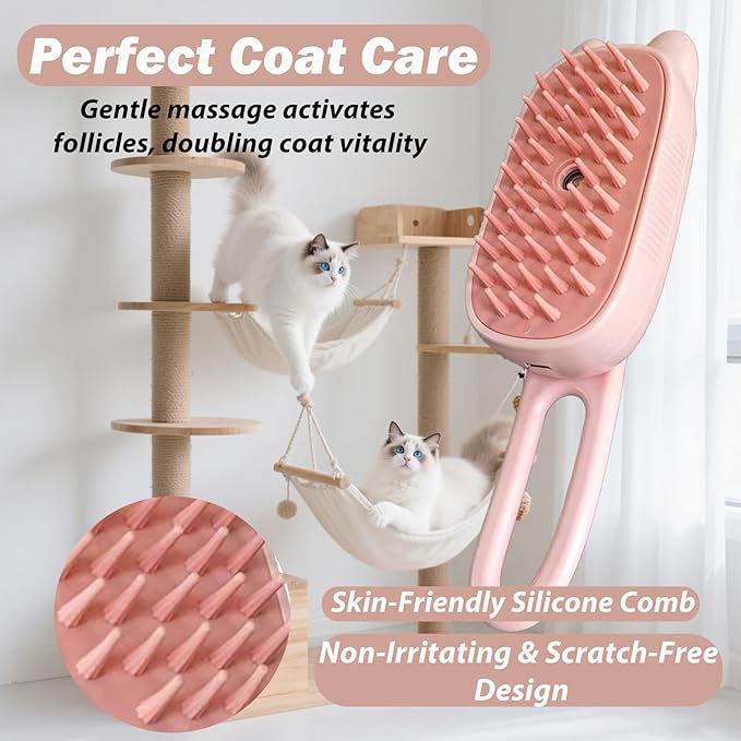 4 in 1 Cat Steam Brush Rechargeable Anti-Static Pet Spray Hair Removal Comb for Shedding and Grooming Multi-functional Pet Massage Brushes for Cats Dogs Small Animals