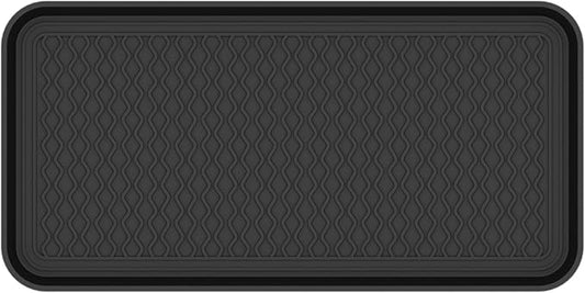 Ottomanson 15” x 30” Multi-Purpose Boot Tray - Waterproof Mat for Shoes, Pet Food, Litter Box, Painting & Planting - 1.2” Raised Edge for Spill Protection