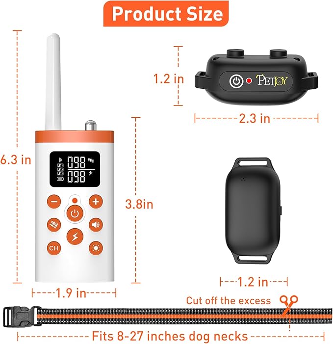 PetJoy 3 Dog Shock Collar with Remote, Dog Bark Collar for Large Dog, Automatic Bark Collar 3 Packs, Bark & Shock Collar 2 in 1 - Auto Mode with 5 Sensitivity Levels