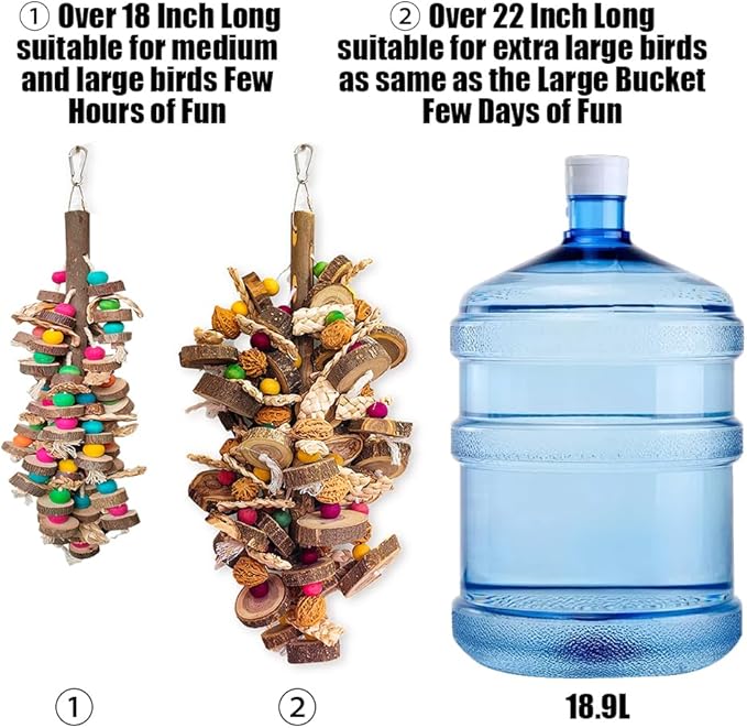 Extra Large Bird Parrot Toys- 21.7 inch Multicolored Natural Wooden Walnut Parrot Chewing Toy Suggested for Macaws cokatoos, African Grey and a Variety of Amazon Parrots. (Large Size)