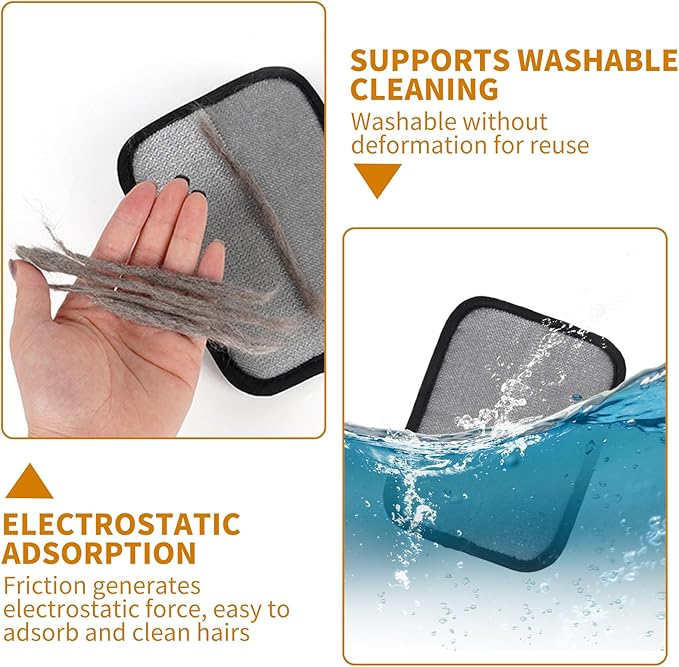 2PCS Electrostatic Pet Grooming Gloves, Reusable Hair Remover for Dog Cat Fur on Clothes Furniture Car Seat/Black