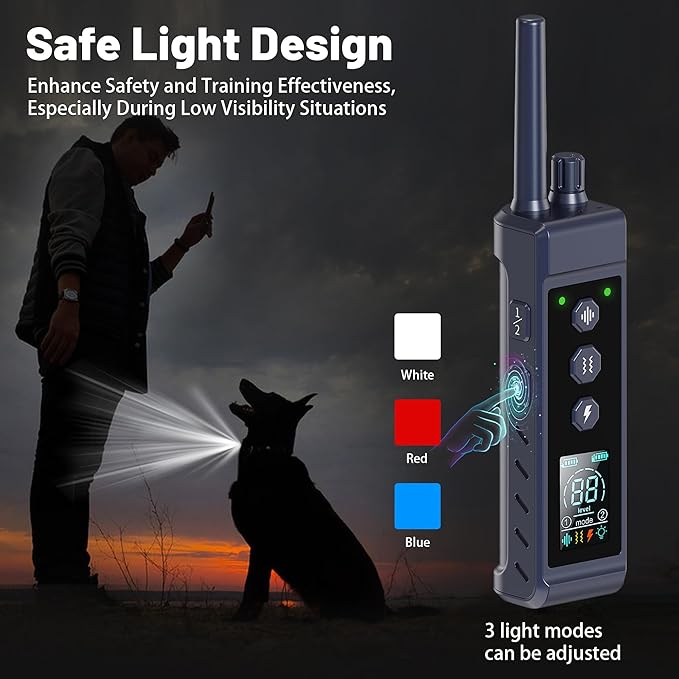 Shock Collar for Dogs - 4265ft Waterproof Training Collar with Flashing Light for Small Medium Large Dogs with Rechargeable Remote, Beep (1-8), Vibration(1-16), Safe Shock(1-99) (Black)