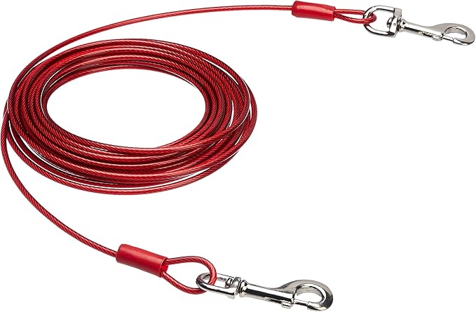 Amazon Basics Tie-Out Cable For Dogs Up to 56.7kg/914.4cm (Pack of 1), Red