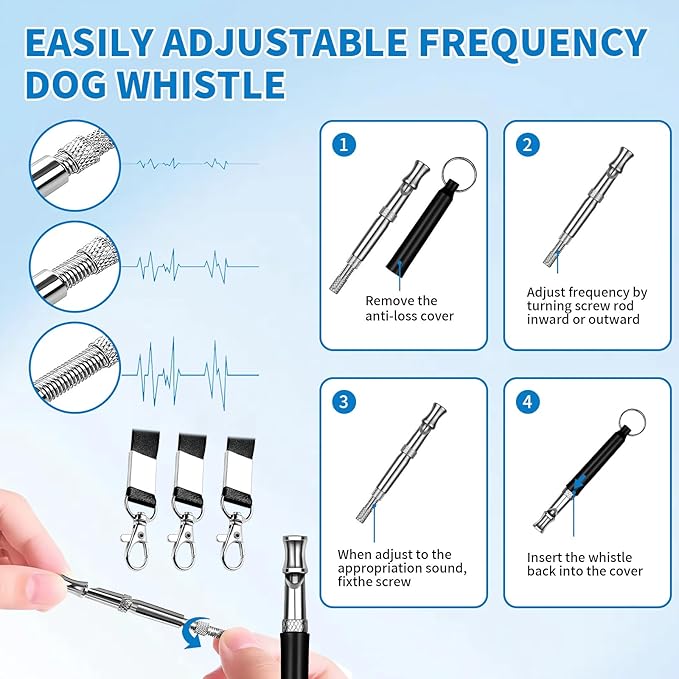 3 Pack Dog Whistle to Stop Barking Neighbors Dogs, Adjustable Silent Dogs Whistle, Training Whistles with Lanyard, Recall Training Whistles to Stop Barking Neighbors Dog(Black, White, Red)