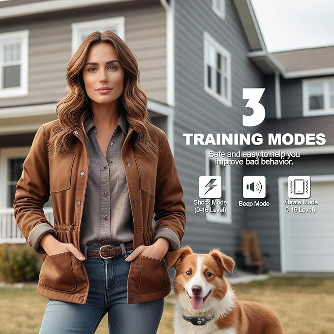 Electric Dog Training Collar with a 2600FT Remote Range, Rechargeable and Waterproof, Features 3 Training Modes and Security Lock for Dogs of All Breeds and Sizes