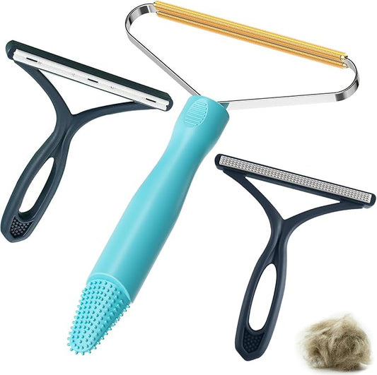 3-Pack Pet Hair Removal Tool,Dog Cat Hair Remover,Lint Shaver Cleaner Pro,Fur Removal Tool,Portable Carpet Scraper,Carpet Rake,Pet Hair Brush for Carpet,Clothes,Car Mats,Couch,Pet Bed,Furniture