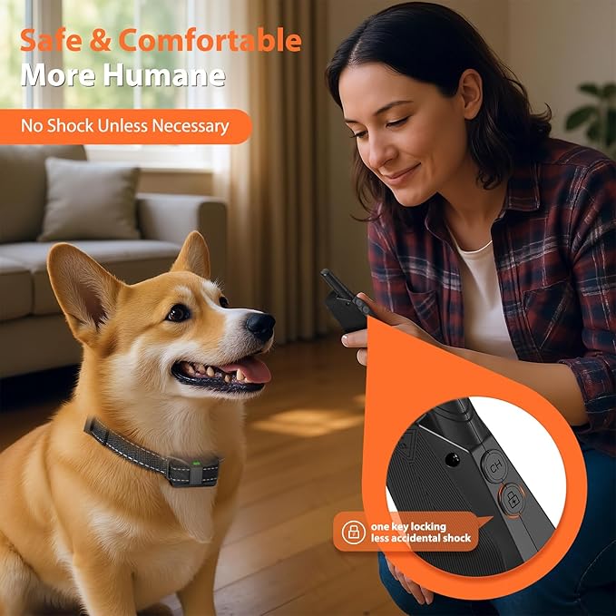 Small Dog Shock Collar for Small Dogs 5-15lbs, Ultra-Dog Training Collar with 3300Ft Remote Range,3 Training Mode Beep,Vibration,Shock, Waterproof Bark Collar (Black-Orange)