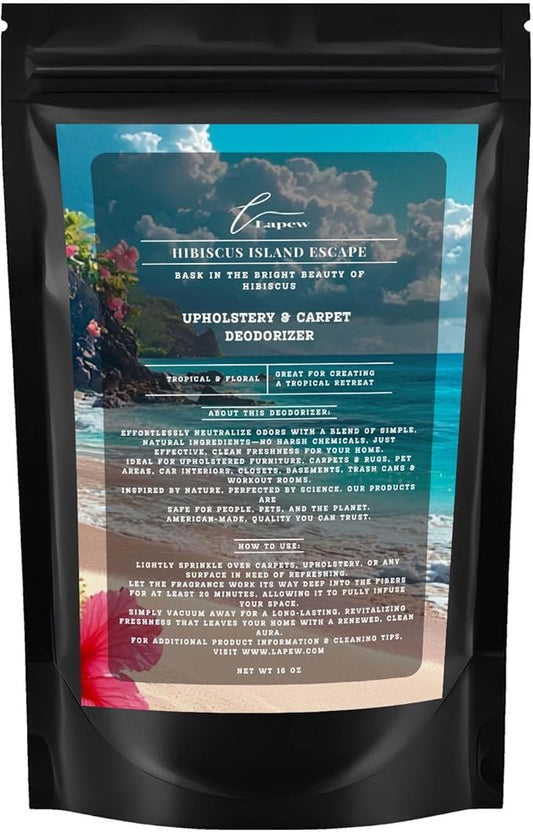 Hibiscus Island Escape Carpet Freshener Powder: Powerful Odor Eliminator for Home, Upholstery Deodorizer, Carpet Deodorizer, Pet Urine, Cat Litter Box - Hibiscus Island Escape Fragrance