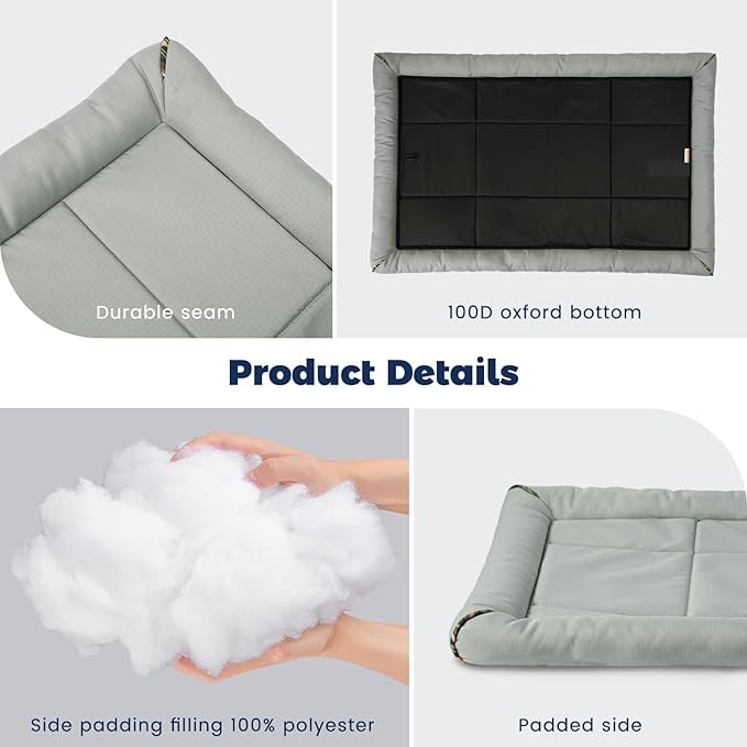 Miguel Oxford Ripstop Outdoor Waterproof Dog Bed for Metal Dog Crates Water-Resistant All Weather Pet Mat Durable Easy Wipe Clean Travel Indoor Outdoor Puppy Cat Crate Bed 30inch, Grey
