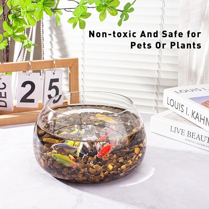 3 Lb Tiger Eye Aquarium Gravel Rocks Polished Tumbled Crushed Stones, Natural Crushed Stone Crystal Chips Decorative for Fish Tank||Vase Filler|Succulent Plants Decor, 6mm-9mm