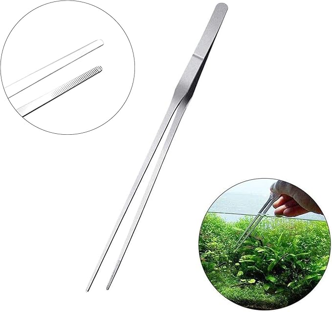 3 in 1 Aquarium Aquascape Tools Kit Long Stainless Steel Aquarium Tank Aquatic Plant Tweezers Scissors Tools