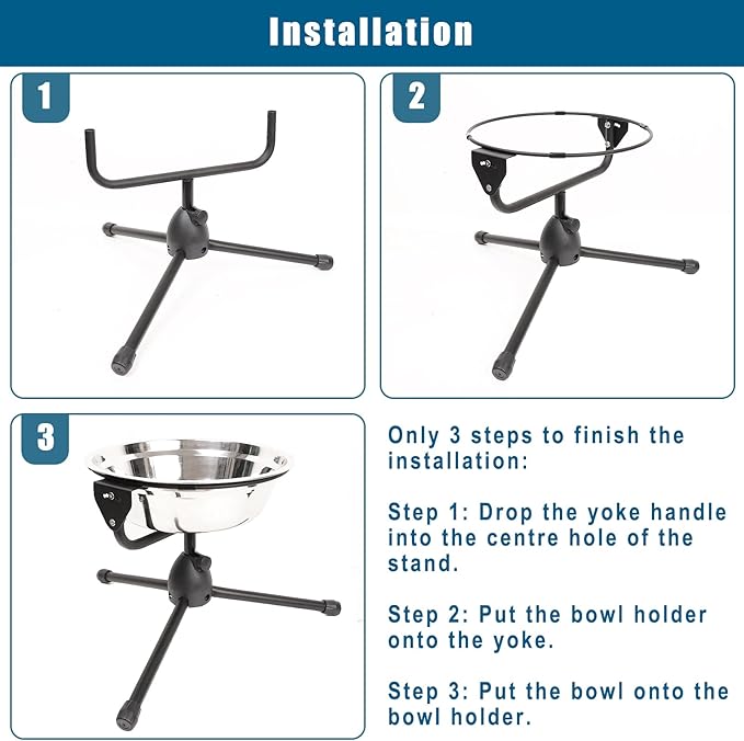 Elevated Dog Bowl with Adjustable Metal Stand,Large Size for Dogs Between 60 and 100 lbs, 0.8 Gal 3 Liter Stainless Steel Dog Food Bowl Water Bowl Height Adjustable Non-Slip Raised Dog Bowl Set