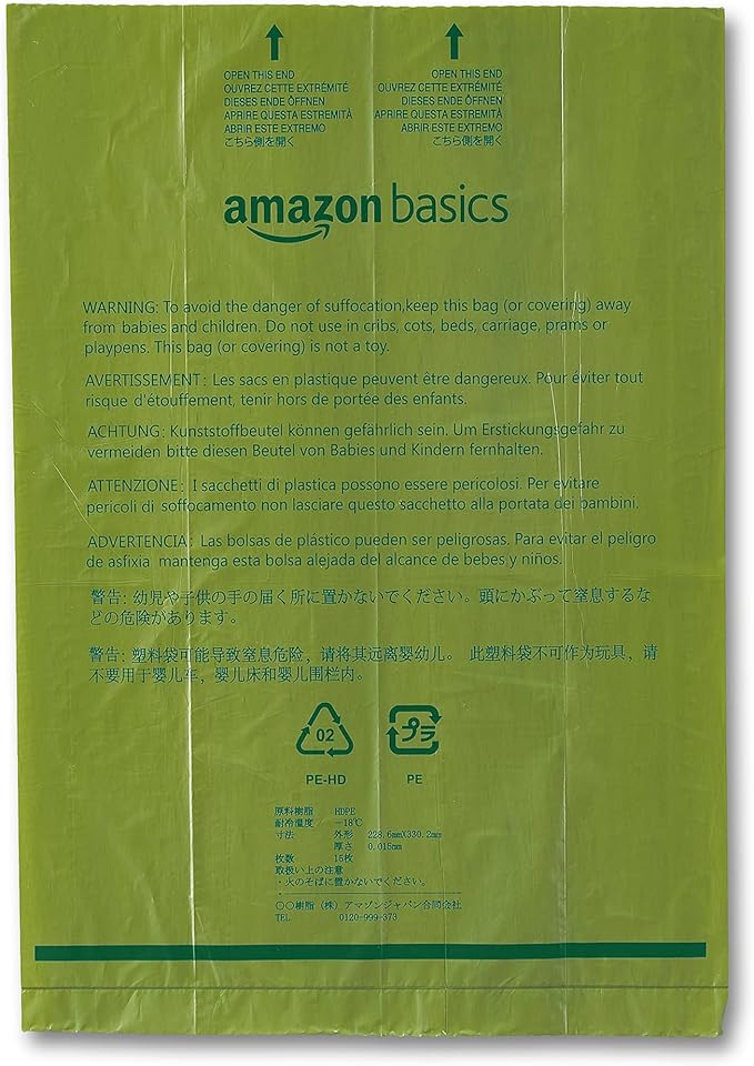 Amazon Basics Dog Poop Bags with Dispenser, 270 Count, Enhanced for Guaranteed Leakproof, Cucumber Scented, Includes Leash Clip