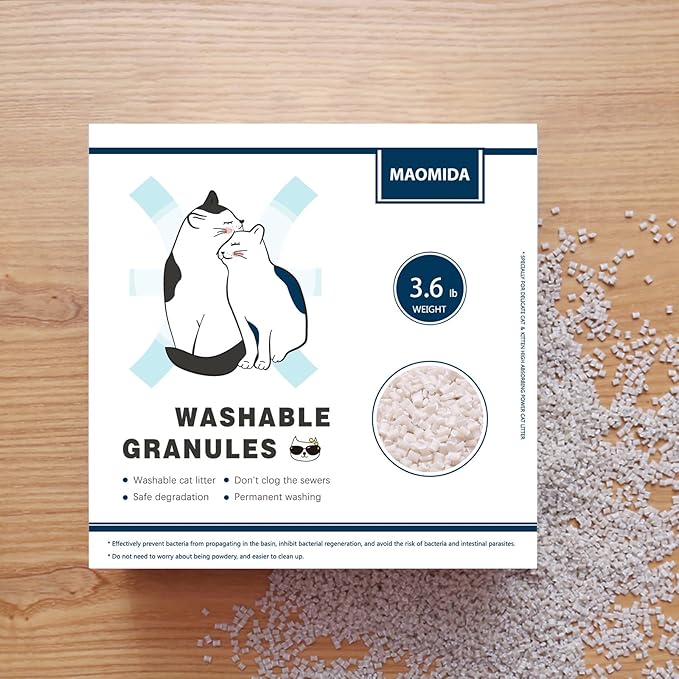 Cat Litter Box Washable Granules Refills. Compatible to Cat Genie Refills. Great for cat Toilet Training kit. Compostable and Flushable. 7.2lbs Package