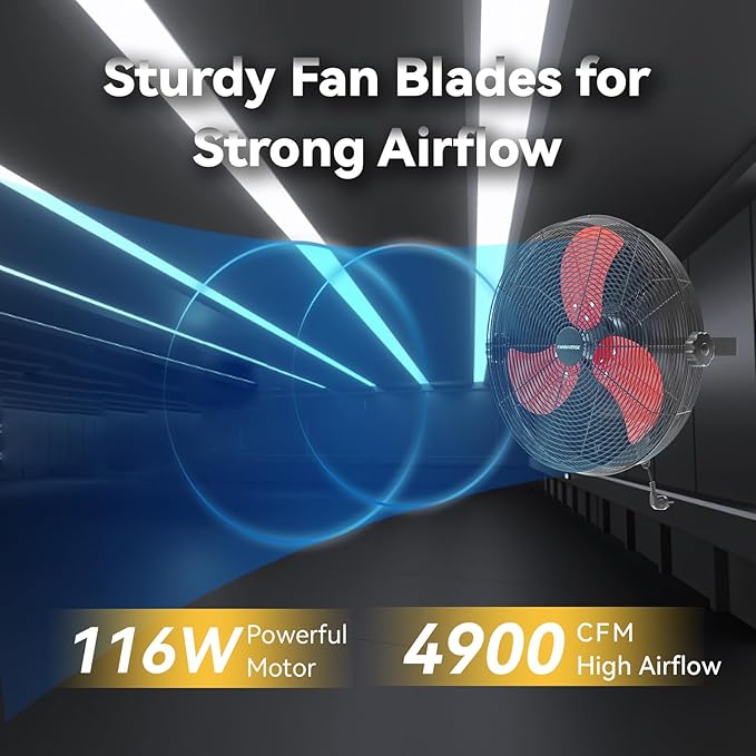 18 Inch Wall Fan Pro Series - 4900 CFM 3 Speed High Velocity Industrial Wall Mount Fans for Commercial, Residential, Warehouse, Covered Patio, Shop, Garage, Barn, Gazebo UL Safety Listed