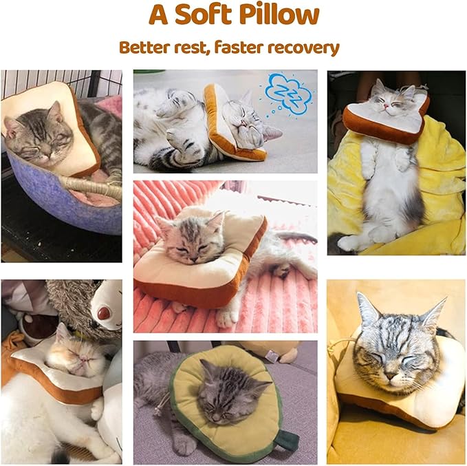 Amakunft Adjustable Cat Recovery Collar - Soft Cone for Post-Surgery Care, Kitten & Adult Cat (Toast, M)